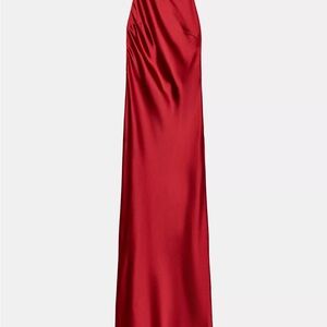 Zara Red Satin Halter Maxi Dress